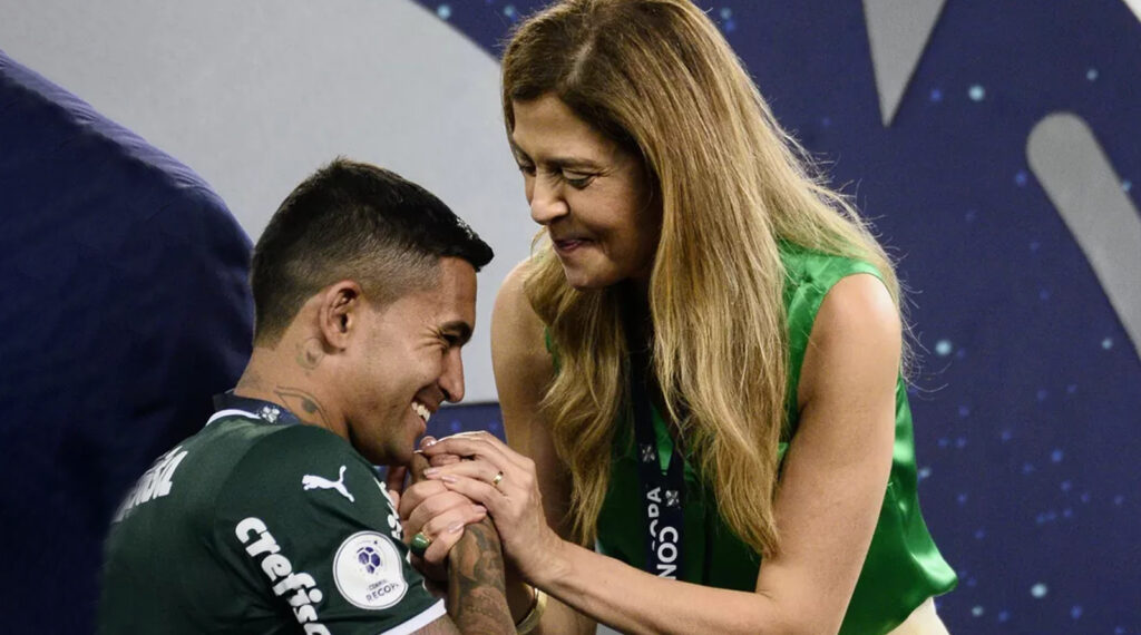 Leila Pereira e Dudu. Foto: Cesar Greco/Palmeiras