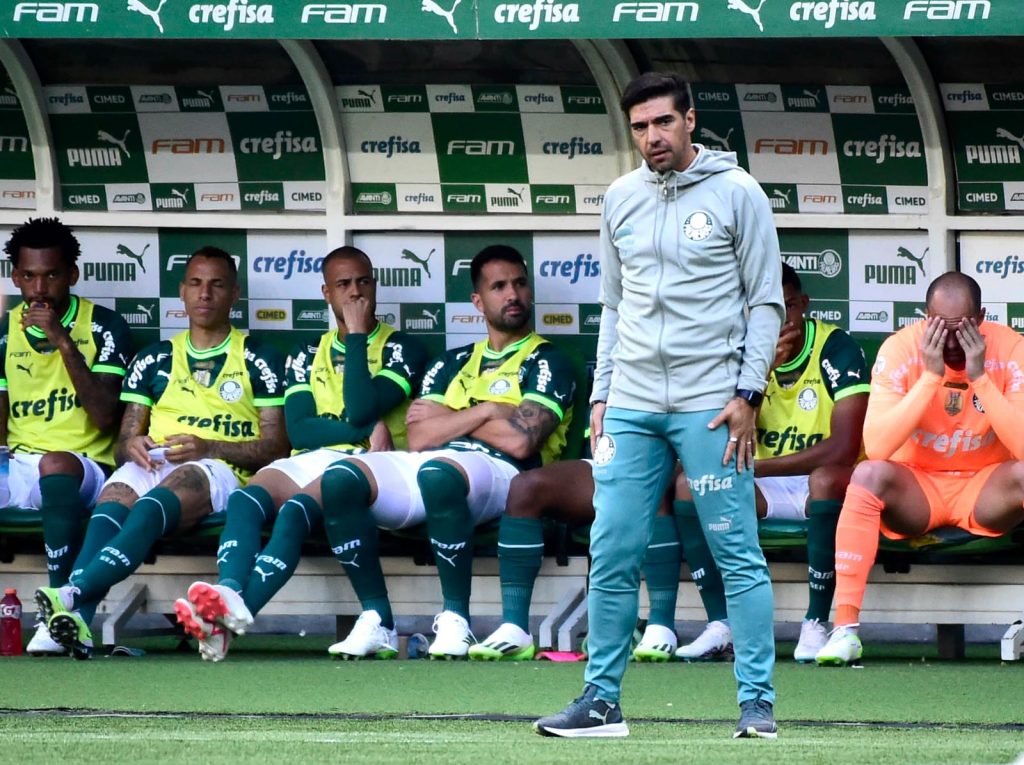 Abel e elenco. Foto: Cesar Greco/Palmeiras