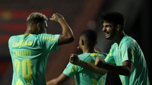 Flaco López e Navarro. Foto: Cesar Greco/Palmeiras