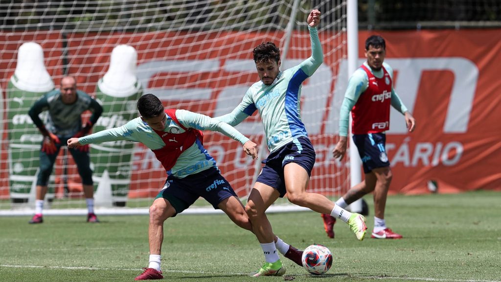 Veiga e Atuesta, do Palmeiras. Foto: Cesar Greco