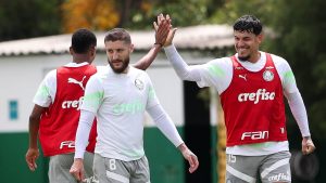 Gómez e Zé Rafael. Foto: Cesar Greco/Palmeiras