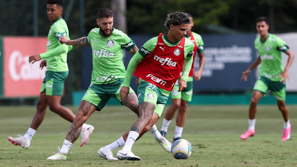 Zé Rafael e Richard Ríos. Foto: Cesar Greco/Palmeiras