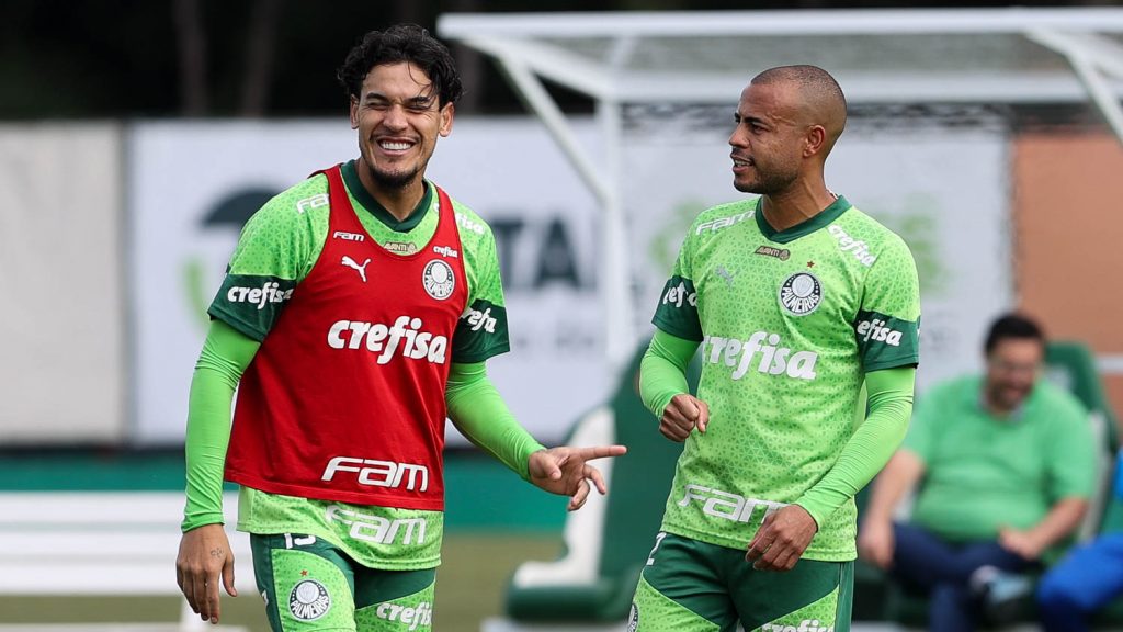 Gustavo Gómez e Mayke. Foto: Cesar Greco/Palmeiras