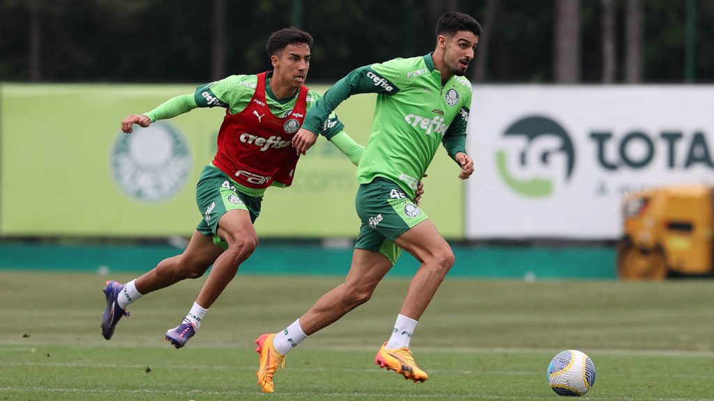 Vitor Reis e Flaco López. Foto: Cesar Greco/Palmeiras