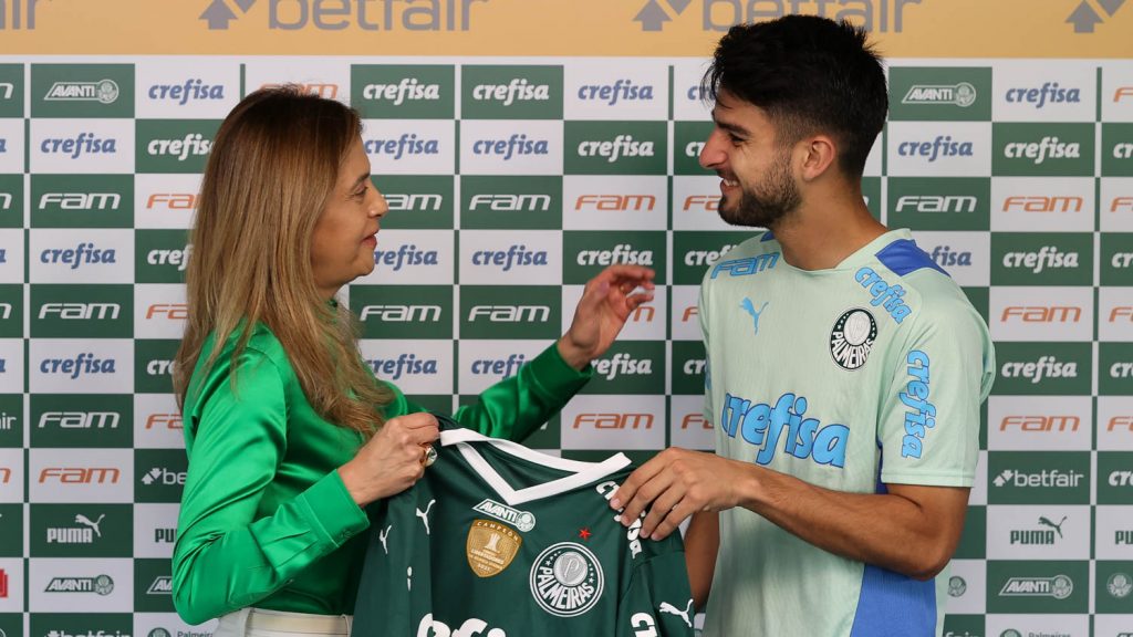 Flaco López e Leila. Foto: Cesar Greco/Palmeiras