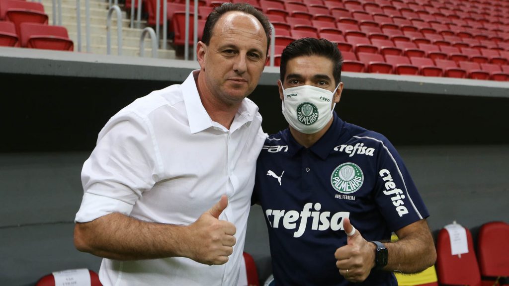 Ceni e Abel Ferreira. Foto: Cesar Greco/Palmeiras