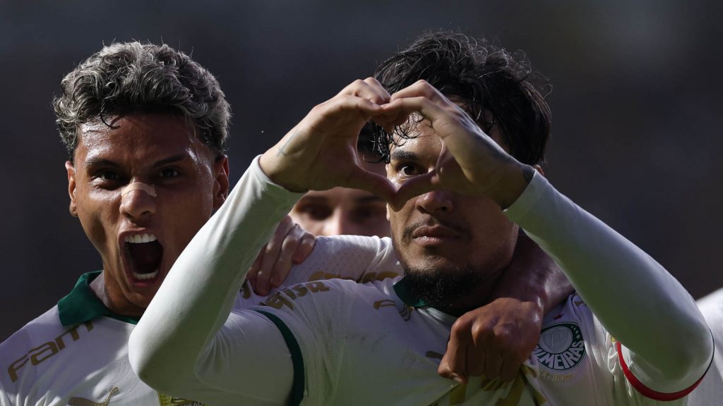 Gómez e Richard Ríos. Foto: Cesar Greco/Palmeiras