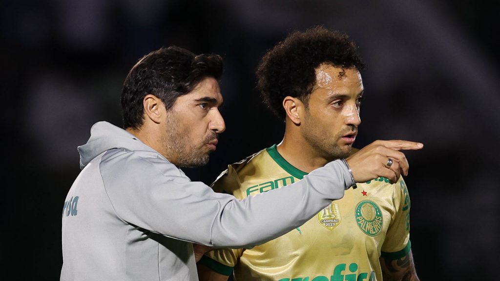 Abel e Felipe Anderson. Foto: Cesar Greco/Palmeiras