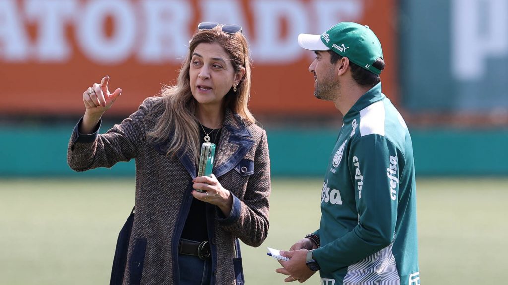 Leila Pereira e Abel Ferreira. Foto: Cesar Greco/Palmeiras