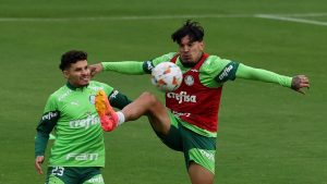 Veiga e Gómez. Foto: Cesar Greco/Palmeiras