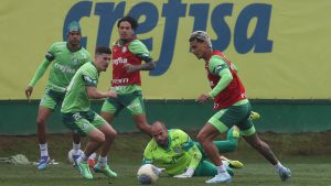 Elenco do Palmeiras no CT do clube. Foto: Cesar Greco/SEP