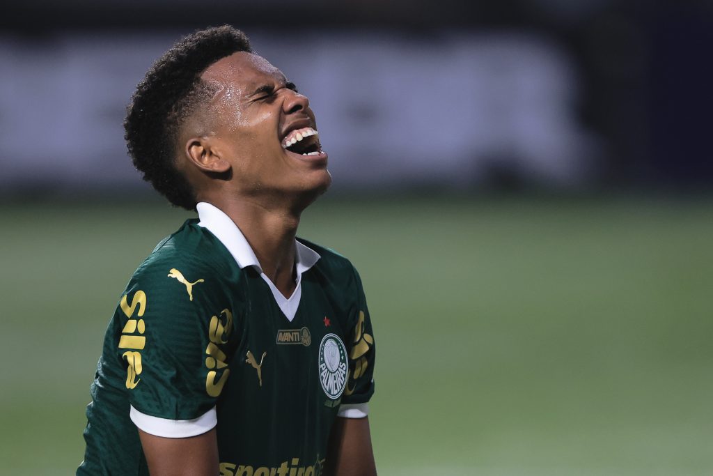 Estêvão em partida pelo Palmeiras. Foto: Ettore Chiereguini/AGIF