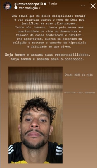 Scarpa mandando recado para Willian Bigode. Reprodução Instagram