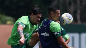 Naves e Gómez. Foto: Cesar Greco/Palmeiras