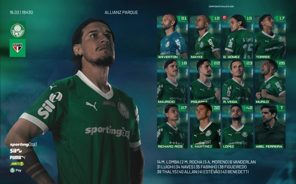 Escalação do Palmeiras. Reprodução X