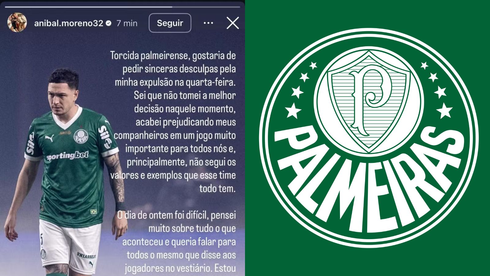 Notícias Palmeiras: Moreno se pronuncia nas redes depois de expulsão vexatória