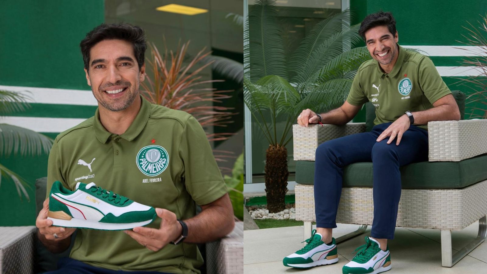 Abel Ferreira surpreende e vira garoto-propaganda em lançamento do Palmeiras